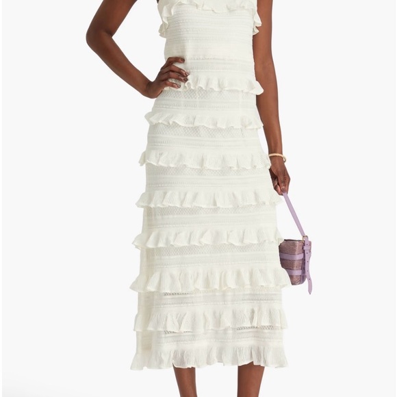Zimmermann Dresses & Skirts - Zimmermann White Ruffled Midi Dress